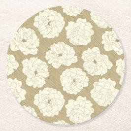 Cream Ro på Golden Beige - sömlöst mönster. Underlägg Papper Rund