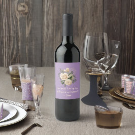 Cream Ro på Lavender Lila.. Vinflaska Etikett