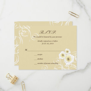 Cream Ro & Swirls Elegant Romantic Bröllop OSA Inbjudan Vykort