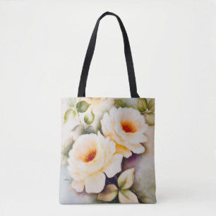 Cream Ro Watercolor Tote Tygkasse