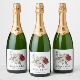 Cream & Röd ros Boho Flower Bouquet Bröllop