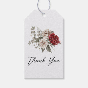 Cream & Röd ros Boho Flower Bouquet Tack Presentetikett