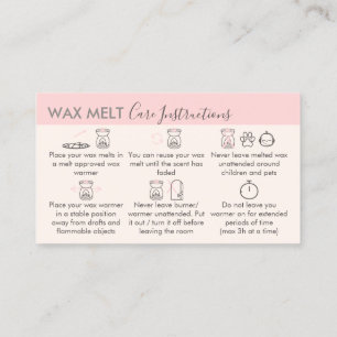 Cream Rosa Aftercare Instructions for Vax Melt Visitkort