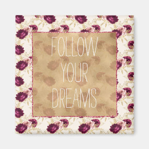 Cream Rosa Burgundy Blommigt-offert Magnet