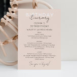 Cream Rosa Helg födelsedag inbjuden till inkvarter Inbjudningar<br><div class="desc">Tidslinje för det känsliga moderna CalliGraph Helg-schemat. Utformningen har en modern stil-textlayout i elegant. Om du vill göra avancerade ändringar väljer du alternativet "Klicka för att anpassa ytterligare" under Anpassa den här mallen.</div>