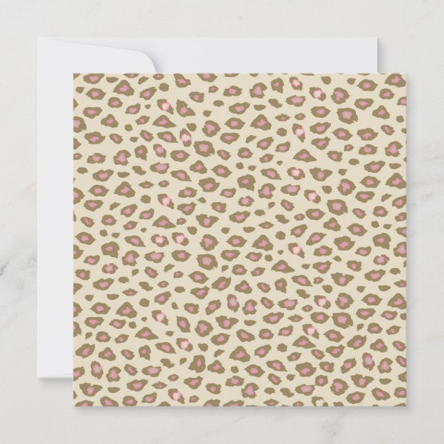 Cream Rosa Leopard Skriv ut födelsedag Inbjudningar (Framsida)