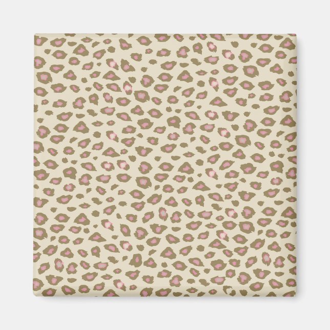 Cream Rosa Leopard Skriv ut Magnet (Framsidan)