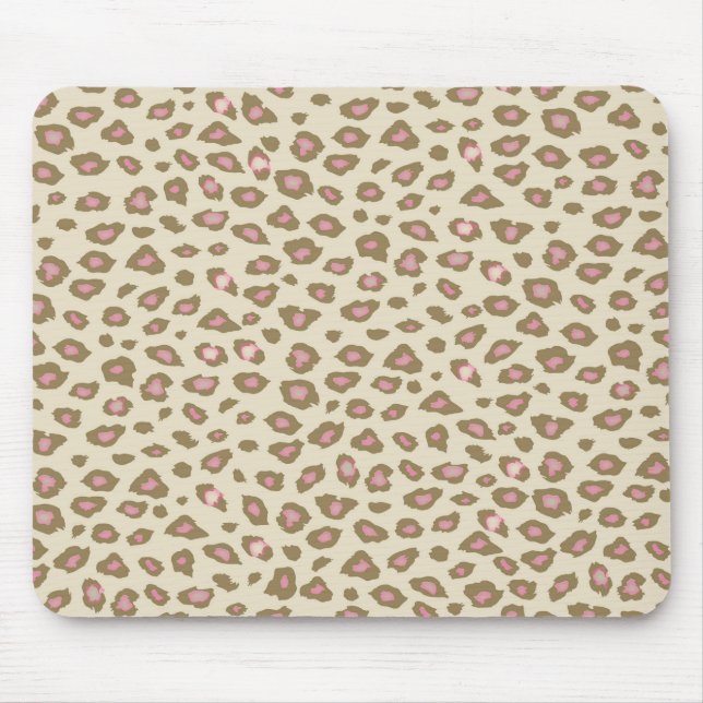 Cream Rosa Leopard Skriv ut Musmatta (Framsidan)