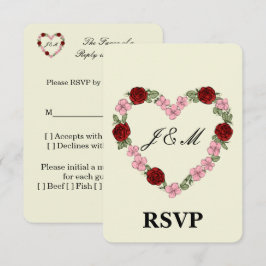 Cream RSVP card with a pink and red heart OSA Kort