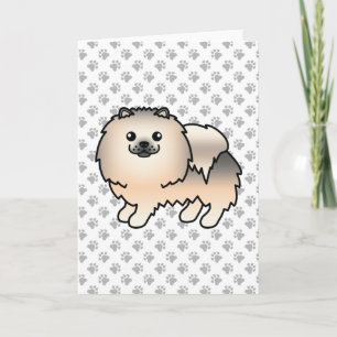 Cream Sable Pomeranian Söt Tecknad Hund & Tassarna Kort
