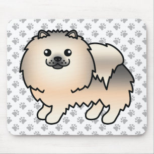 Cream Sable Pomeranian Tecknad Hund & Tassar Musmatta