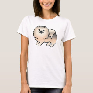 Cream Sable Söt Tecknad Pomeranian Hund Konst T-shirt