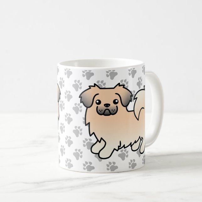 Cream Sable Tibetansk Spaniel Söt Tecknad Hund Kaffemugg (Framsida höger)