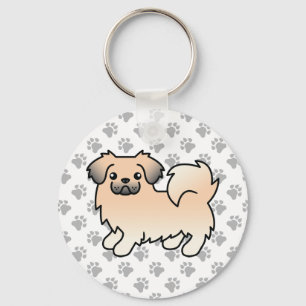 Cream Sable Tibetansk Spaniel Söt Tecknad Hund Nyckelring