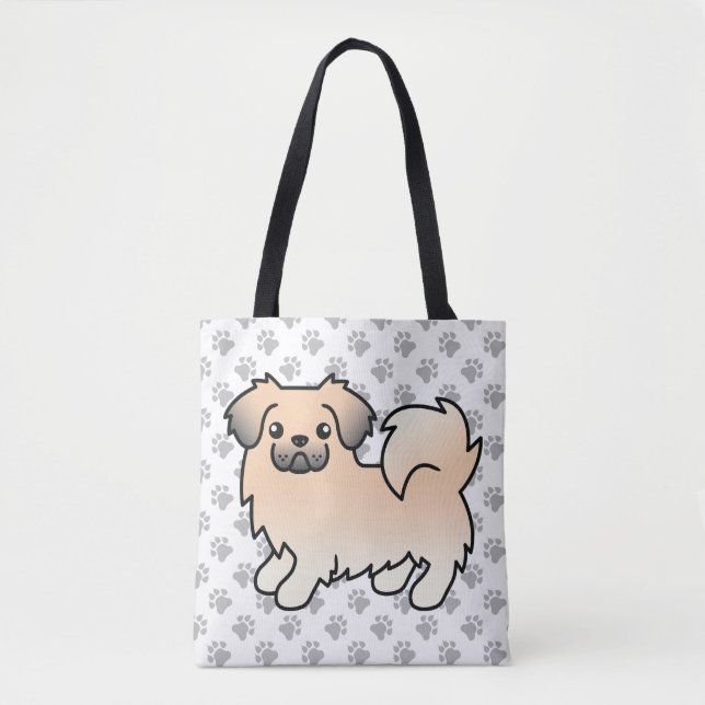 Cream Sable Tibetansk Spaniel Söt Tecknad Hund Tygkasse (Framsida)