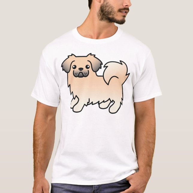 Cream Sable Tibetansk Spanska Cute Tecknad hund T Shirt (Framsida)
