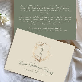 Cream & Sage Monogram Guld | Detaljer i Bröllop Tilläggskort