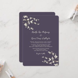 Cream Sakura Cherry Blommar Lila Asiatisk Bröllop Inbjudningar