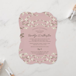 Cream Sakura Cherry Blommar Rosa Möhippa Inbjudningar