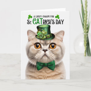 Cream Scottish Fold Lucky Charm St CATrick's Day Helgkort