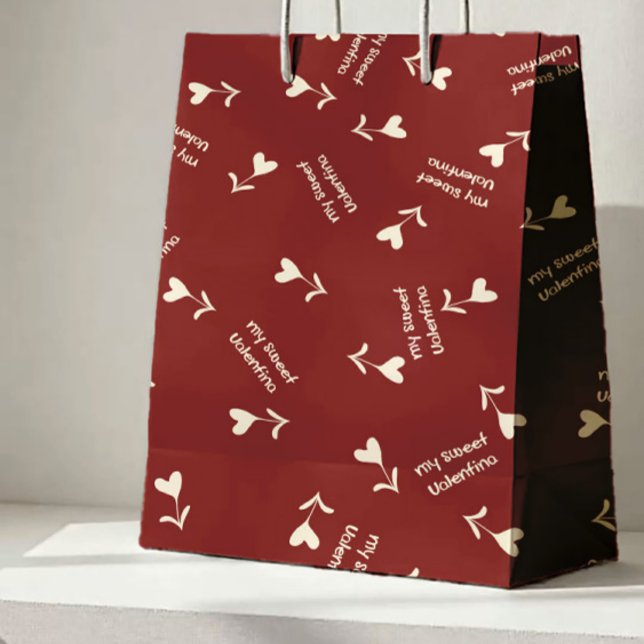 Cream Script Hearts on Burgundy– Valentine pattern (Skapare uppladdad)