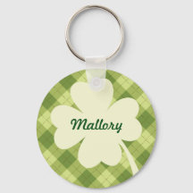 Cream Shamrock Personlig Keychain