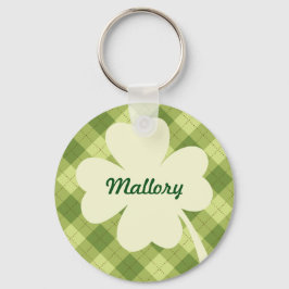 Cream Shamrock Personlig Keychain Nyckelring