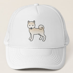 Cream Shiba Inu Cute Tecknad hund Illustration Keps
