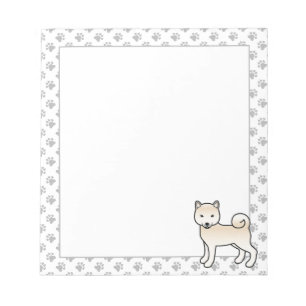 Cream Shiba Inu Söt Tecknad Hund & Tassar Anteckningsblock
