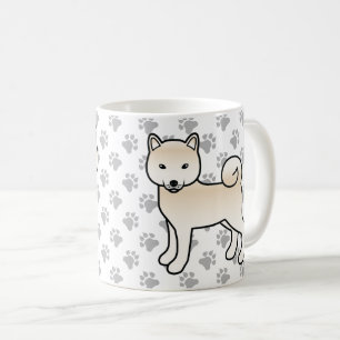 Cream Shiba Inu Söt Tecknad Hund & Tassar Kaffemugg