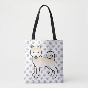 Cream Shiba Inu Söt Tecknad Hund & Tassar Tygkasse