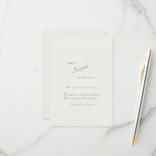 Cream Simple Modern Guld Text Bröllop OSA Kort
