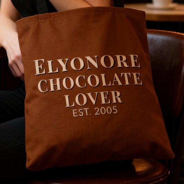 Cream Skriptnamn Etablerad Chokladälskare Tygkasse (Skapare uppladdad)