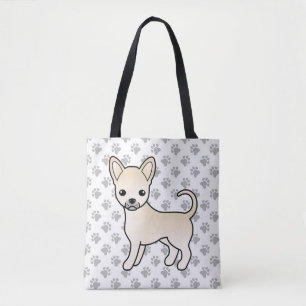 Cream Smooth Coat Chihuahua Cartoon Hund & Tassar Tygkasse
