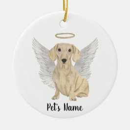 Cream Smooth Dachshund Sympathy Memorial Julgransprydnad Keramik