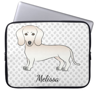 Cream Smooth Jackar Dachshund Tecknad hund med Nam Laptop Fodral