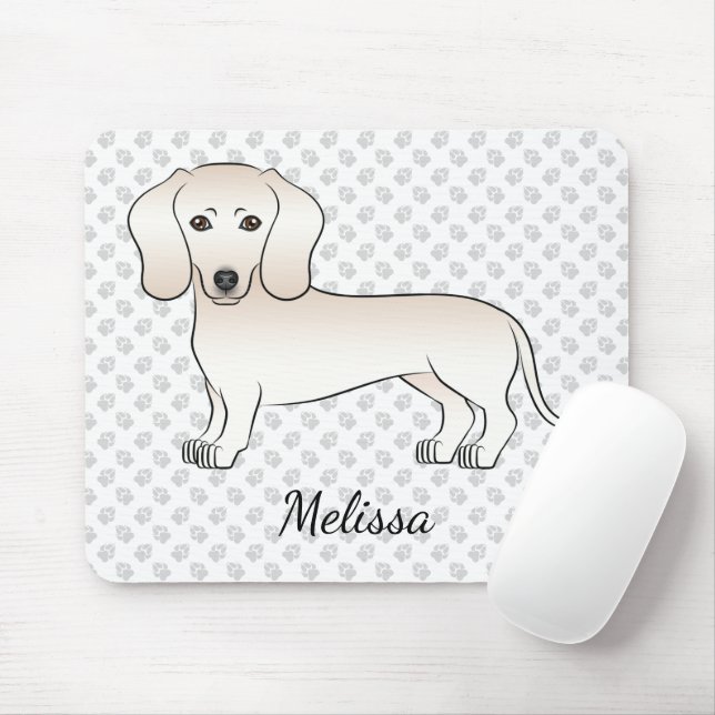 Cream Smooth Jackar Dachshund Tecknad hund med Nam Musmatta (Med mus)