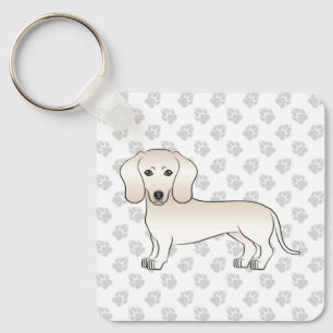 Cream Smooth Jackar Dachshund Tecknad hund med Tas Nyckelring