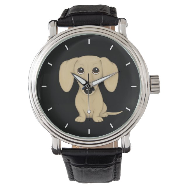 Cream Smooth Jackat Dachshund | Cute Wiener Hund Armbandsur (Framsida)