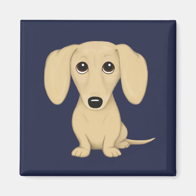 Cream Smooth Jackat Dachshund Tecknad hund Magnet (Framsidan)