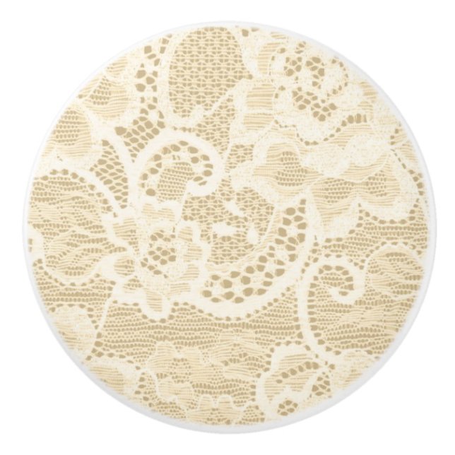Cream Snöre Lacy Blommigt Lingerie Drawer Dresser Knopp (Framsidan)