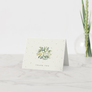 Cream Snowberry+Eucalyptus Bröllop Note Tack Kort