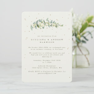 Cream Snowberry+Eucalyptus bröllopsmottagning Inbjudningar