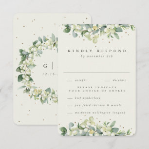 Cream Snowberry+Eucalyptus Edged Winter Wedding OSA Kort