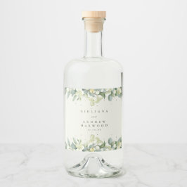 Cream Snowberry+Eucalyptus Winter Wedding Spritflaskor Etikett