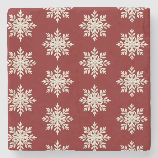 Cream Snowflake Red Christmas Stenunderlägg (Framsidan)