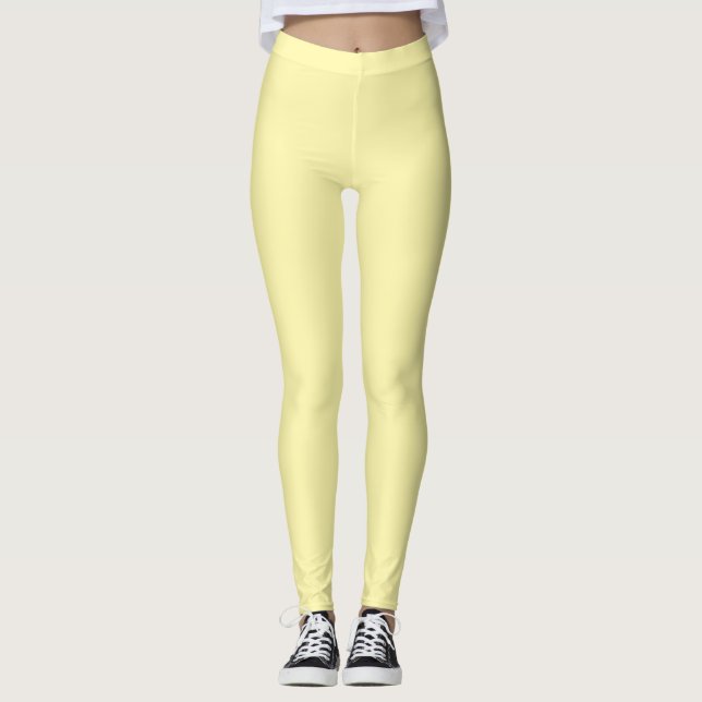 Cream Solid Färg Leggings (Framsida)