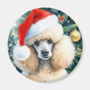 Cream Standard Pudel Watercolor jul Magnet