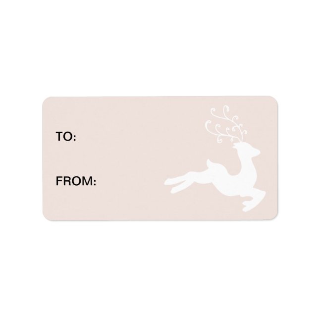 Cream Stone White Reindeer Adressetikett (Framsidan)