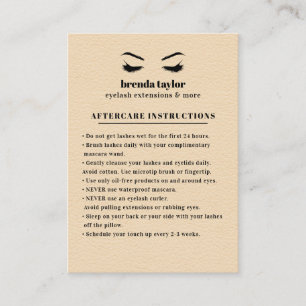 Cream Suede Eyelash Browbar Aftercare Instructions Visitkort